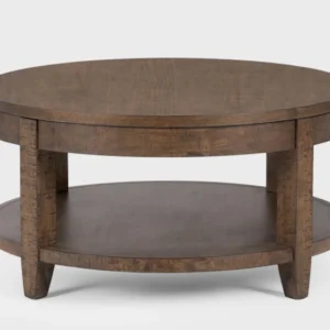Chelsey Brown 36" Wide Round Wood Lift-Top Coffee Table | Shelf